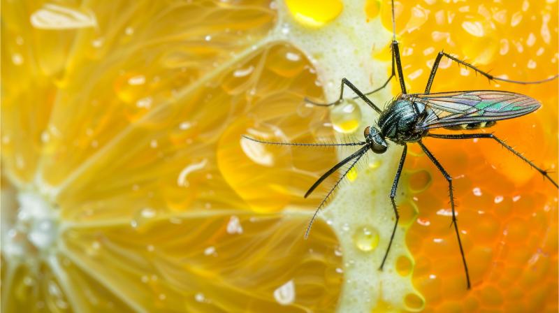 mosquito sobre alimento